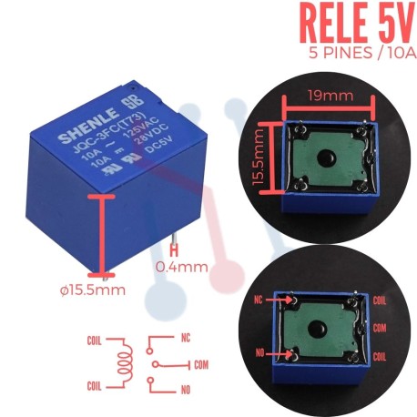 Rele de Ensamble 5V 5Pin 10A