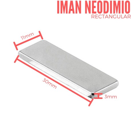 Imán Neodimio Rectangular 30x11x3mm