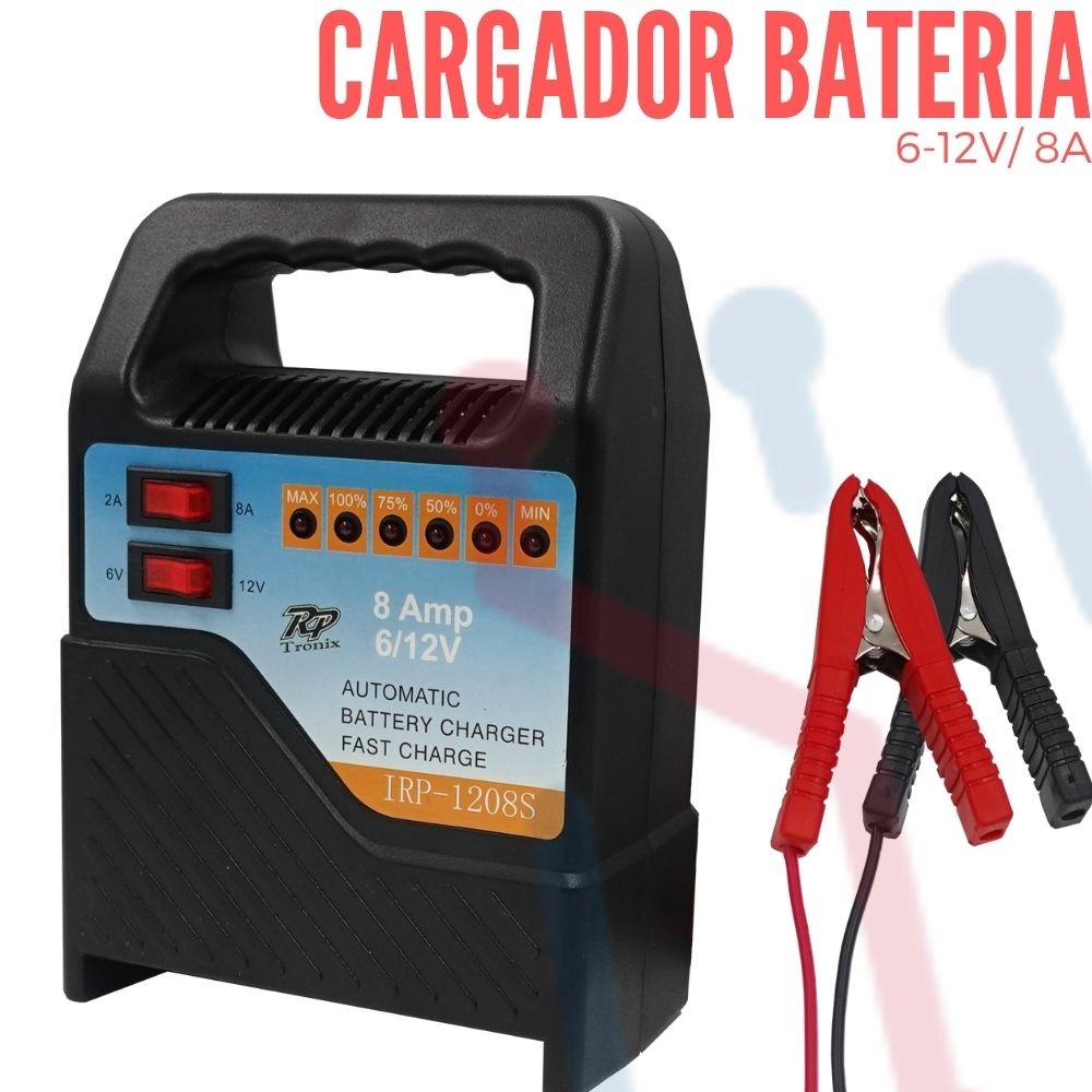 Catedral bobina Galantería Cargador de Bateria Acido-Plomo 6V-12V 8A