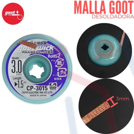 Malla Desoldadora 3mm Goot Japón 1.5Mts