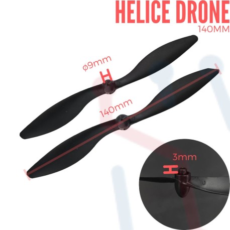 Hélice para Drone 140mm Eje Corto