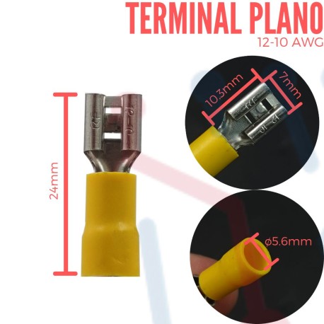 Terminal Aislada Plana AWG 12-10