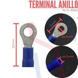 Terminal Anillo Aislada AWG 16-14 (4.2mm)