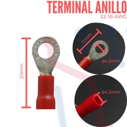 Terminal Anillo Aislada AWG 22-16 (4.2mm)