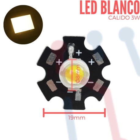 Led 3W Blanco Calido con Disipador