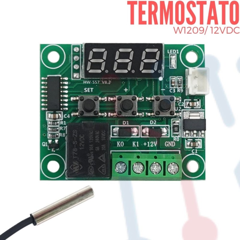 Termostato digital con sonda para control de temperatura ref. W1209WK -  Tecnopura