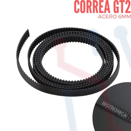 Correia Dentada Gt2 6mm Aberta Pu Com Núcleo De Aço Por 5mt