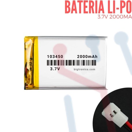 Batería LI-PO 3.7V 2000mA (103450)