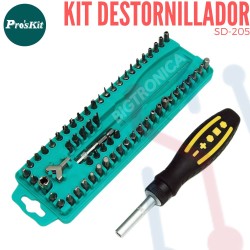 Kit Destornillador Proskit Con 62 Puntas (SD-205)