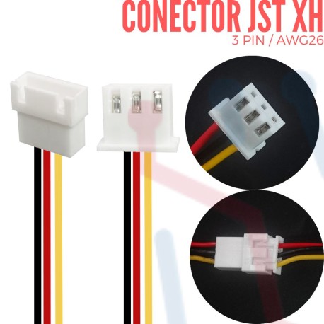 Conector JST XH Aéreo 3PIN AWG26
