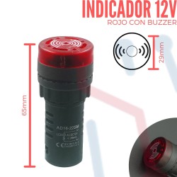 Indicador Rojo con Buzzer 12V