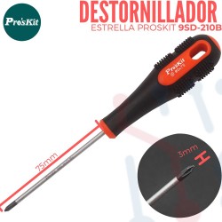 Destornillador Estrella ProsKit 3X75 (9SD-201B)