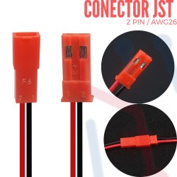 Conector JST Aéreo 2PIN AWG26 Rojo