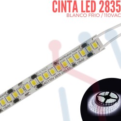 Cinta LED 2835 Blanco Frio 110VAC 240Led's (1 Metro)