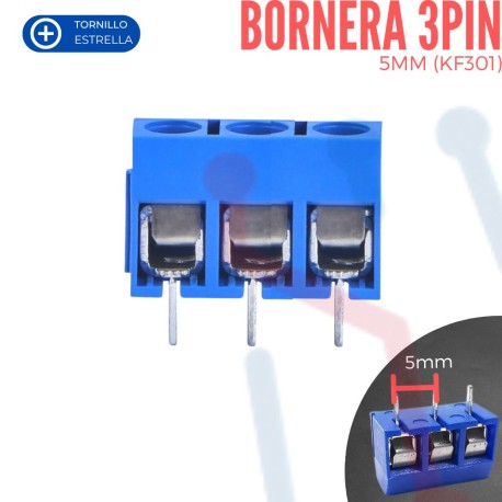 Bornera 3PIN 5mm Azul (KF301)