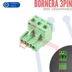 Bornera Desarmable 3PIN 5mm Verde