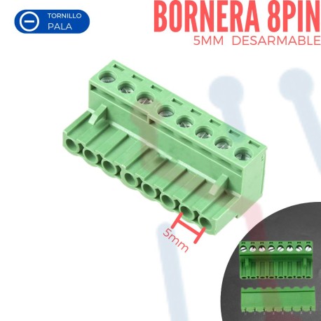 Bornera Desarmable 8PIN 5mm Verde