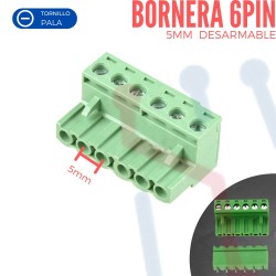 Bornera Desarmable 6PIN 5mm Verde