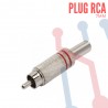 Plug RCA Metálico Rojo Plata para Cable 7mm