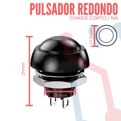 Pulsador Negro Chasis Corto NA 12mm