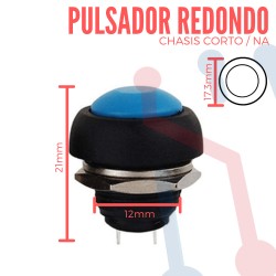 Pulsador Azul Chasis Corto NA 12mm