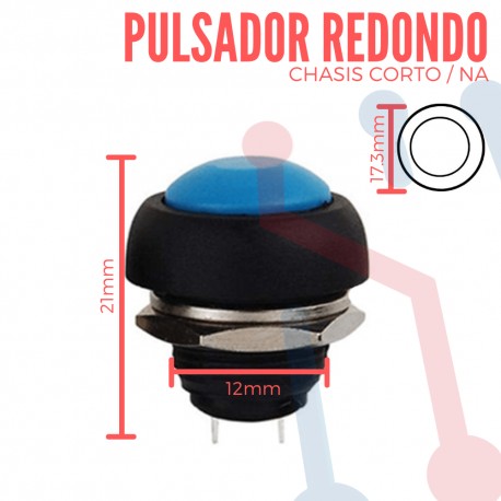 Pulsador Azul Chasis Corto NA 12mm