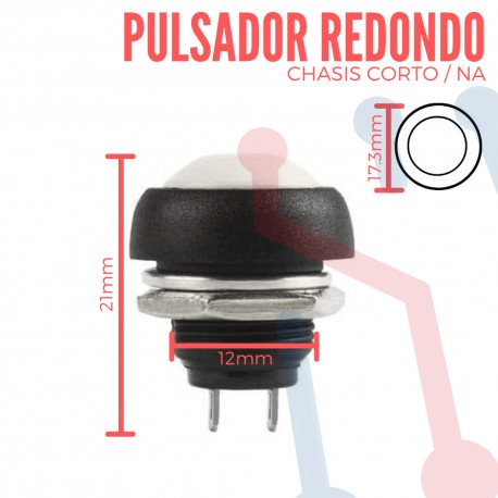 Pulsador Blanco Chasis Corto NA 12mm