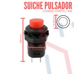 Suiche Pulsador Rojo NA 12.5mm
