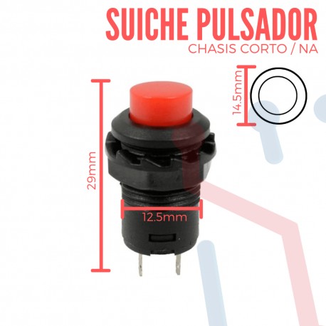 Suiche Pulsador Rojo NA 12.5mm