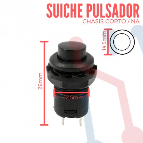 Suiche Pulsador Negro NA 12.5mm