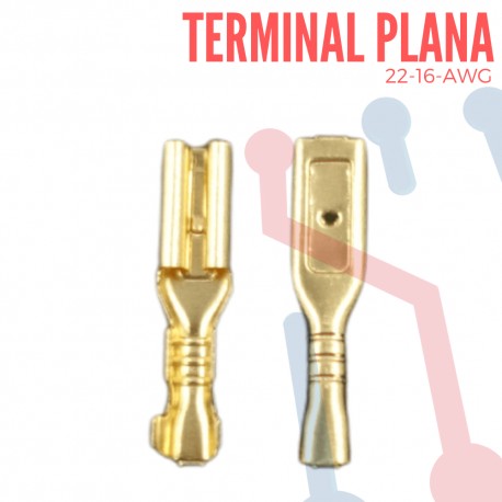 Terminal No Aislada Plana AWG 22-16 (100 UND)