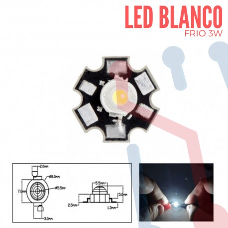 Led 3W Blanco Frio con Disipador