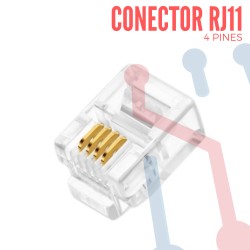 Conector RJ11 Macho 4 Pines