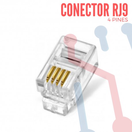 Conector Telefónico RJ9 Macho 4 Pines Angosto