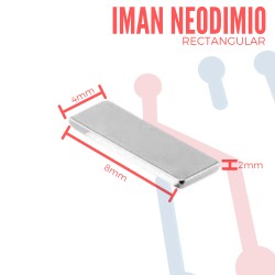 Imán Neodimio Rectangular 8x4x2mm