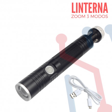 Linterna Recargable con Zoom 3W