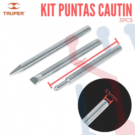 Kit Puntas Macizas para Cautin 60W (3Pcs)