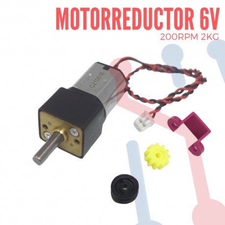 kit Motorreductor 6VDC 200RPM 2Kg