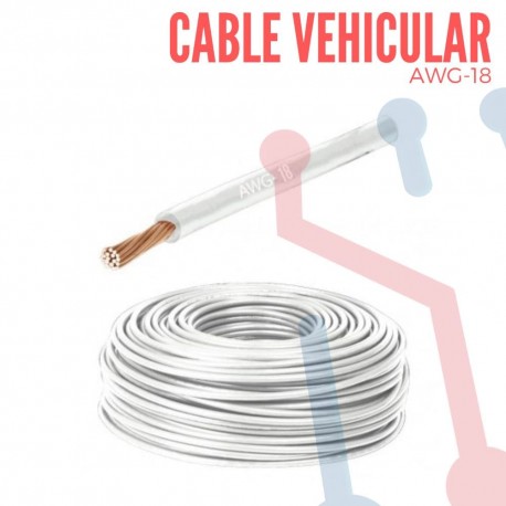 Cable Vehicular AWG 18 Blanco X Metro