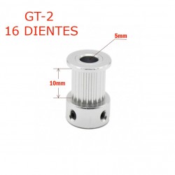 Polea Dentada GT2 16 Dientes Eje 5mm Correa 10mm