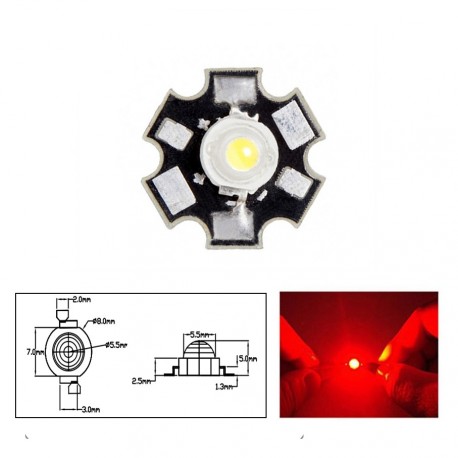 Led 3W Rojo con Disipador