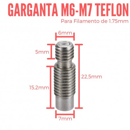 Esparrago Garganta con PTFE para Hotend 1.75mm