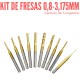Kit de Brocas para Corte y Fresado CNC 0.8 - 3.17mm