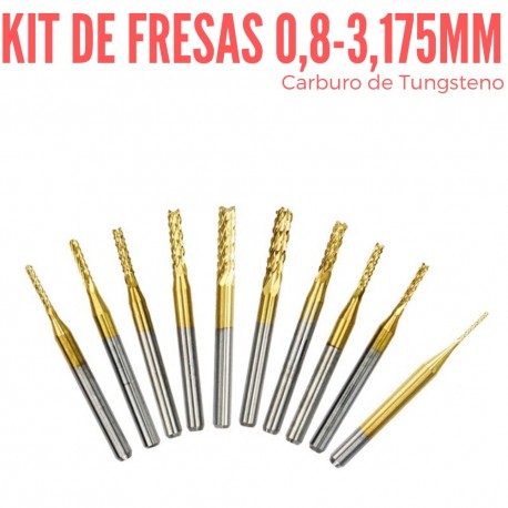 Kit de Brocas para Corte y Fresado CNC 0.8 - 3.17mm