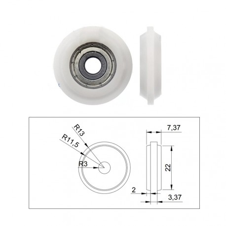 Rodamiento Nylon Blanco Para Perfil 2020 / 2040