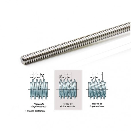 Tornillo Trapezoidal 2 Hilos 500mm 8D