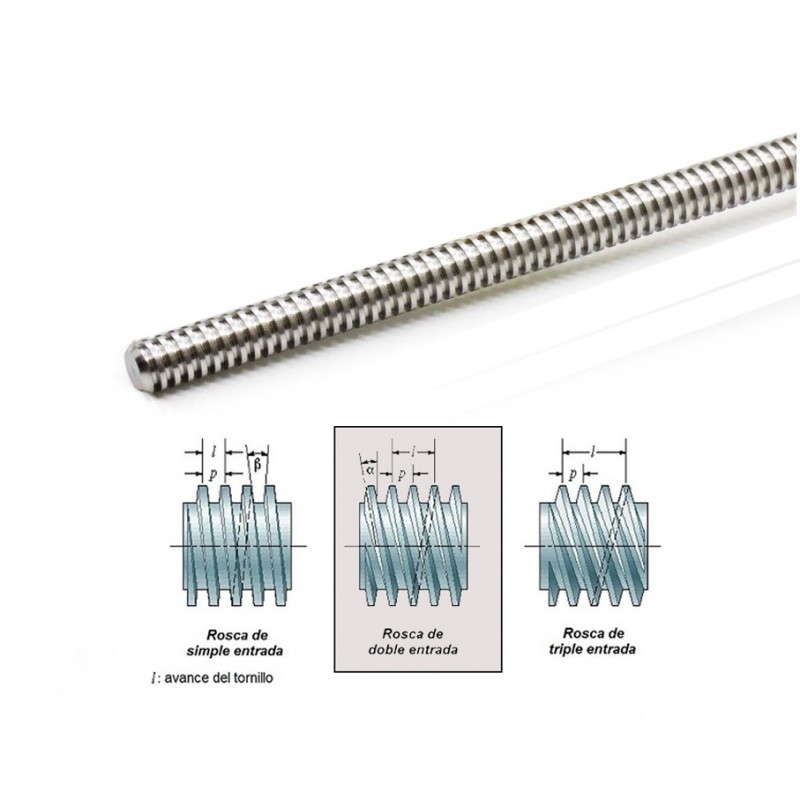 Crítica solamente Masculinidad Tornillo Trapezoidal 2 Hilos 500mm 8D