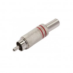 Plug RCA Metálico Rojo Plata para Cable 7mm