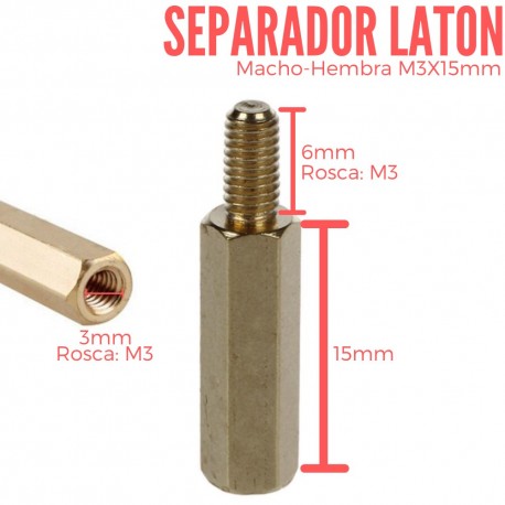 Separador de cobre Macho-Hembra 15mm