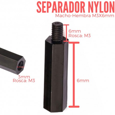 Separador de nylon Macho-Hembra 6mm